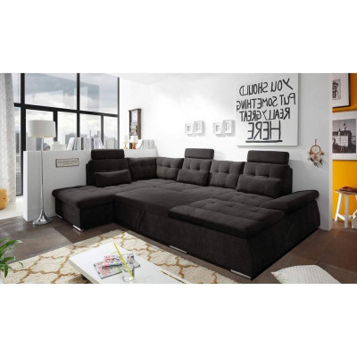 U-shaped sectional sofa design modern upholstery textile bed box with sleeping function