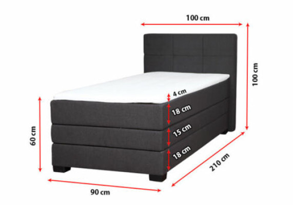 Box spring bed hotel beds 90x200cm complete with bed box including topper
