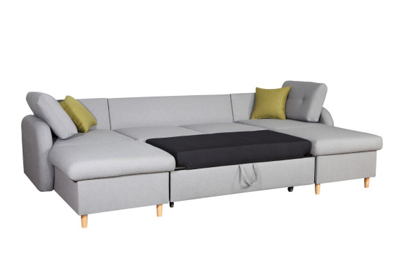 Living area corner sofa fabric U-shape bed function couch design decoration upholstery