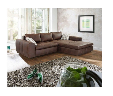 Big Sofa Couch Corner Sofa Vintage XXL Upholstered Corner Suite Fabric Living Landscape
