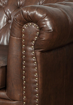 Chesterfield 3-seater sofa leather sofa couch cushion seat sofas three-seater