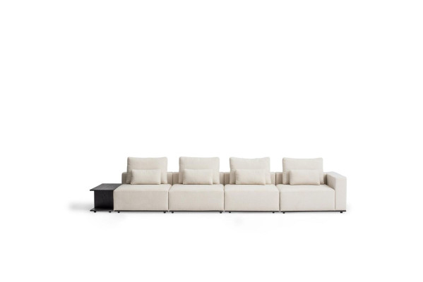 White five-seater living room couch textile furniture modern sofa design