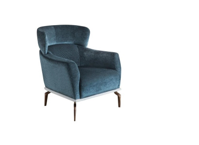 Design armchair, modern, green color, living room seating, textile luxury furniture