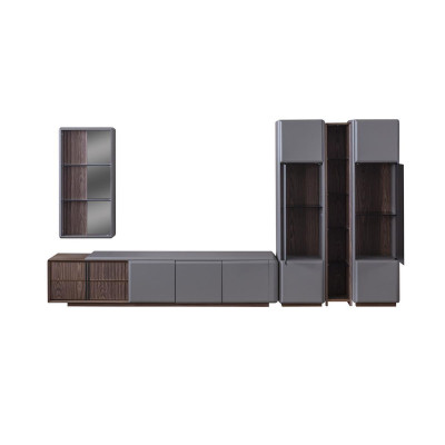 Exclusive Living Room Set TV Cabinet 2x Vitrine Wall Shelf Shelves 4-piece.