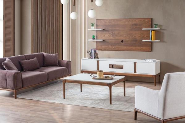 Style living room set, wall unit 2-piece. Sideboard, TV wall panel, wall units.