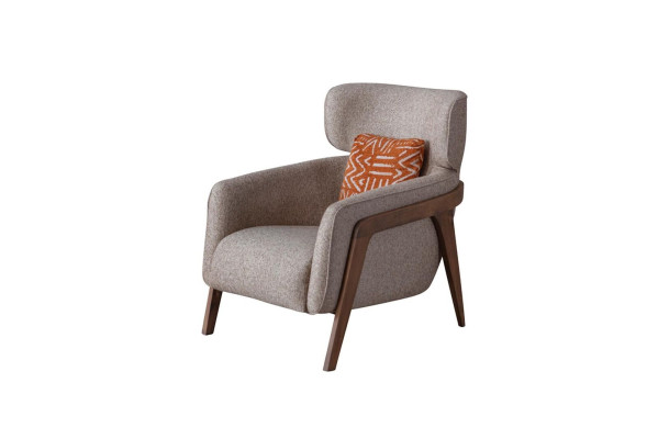 Chair Modern Beige Living Room Textile Luxury Design Furniture Lounge Club