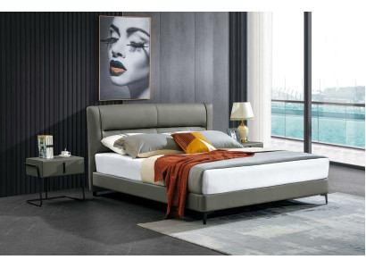 Leather bed complete bedroom bed with nightstands 3-piece set hotel