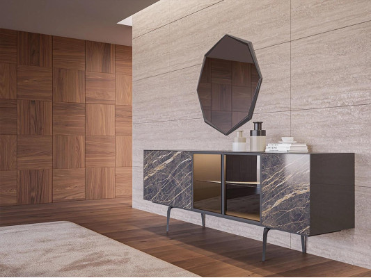 Sideboard with mirror luxury dining room complete set modern furniture