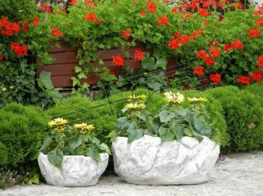 Flower basket, flower vase, figures, vessel, garden, terrace, decoration, statue