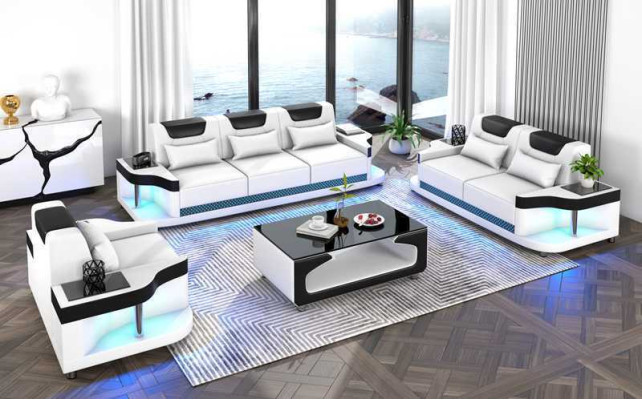 Couch set sofa set leather sofas sofa complete 3-piece black set