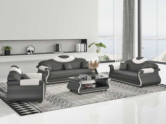 Complete sofa set 3-piece sofas leather sofas brown
