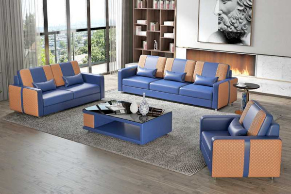 Complete Sofa Set Luxury Couch Set Gray Faux Leather 321