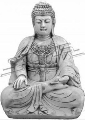 Buddha sculpture in stone look. Large statue figure for garden decoration.