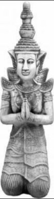 Buddha sculpture with a stone look. Large figure sculpture for garden decorative.