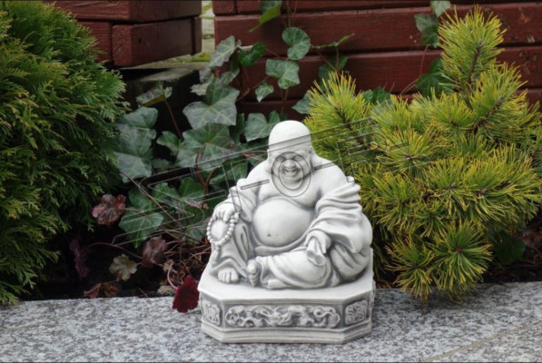 Buddha sculpture with a stone look. Large decorative sculpture for garden figure.