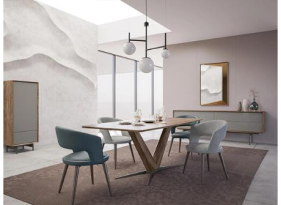 Dining Room Complete 8-piece Set Chairs New Dining Table Sideboard Design Display Cabinet