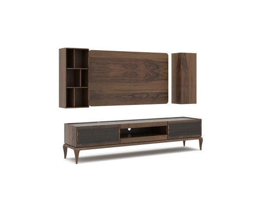Wooden Furniture Living Room Set 4-Piece TV Stand Bookcases Wall Unit TV Frame New