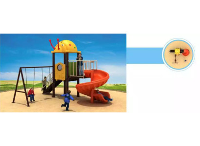 Children's playground with slides and swings entertainment for kids