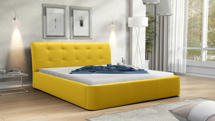 Classic bed frame, upholstered bed, hotel leather, textile beds, fabric 180x200cm
