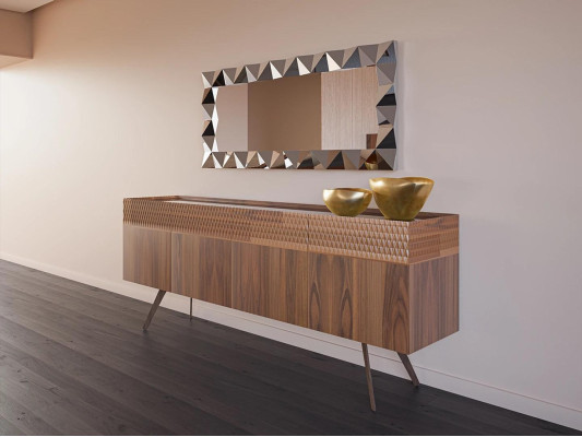 Modern design dining room complete set: dining table, 4 chairs, luxury sideboard, new display cabinet.