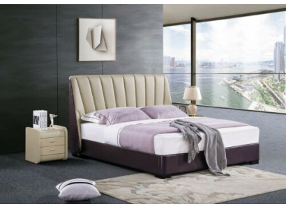 Bedroom leather bed complete bed 3-piece set hotel sets with nightstands.