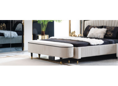 Ottoman Upholstered Seat Design Textile Relax Luxury Footstool Sofa Bench Fabric