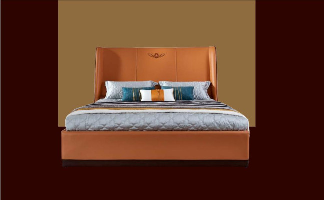Orange bed, bedroom, new creative modern design furniture, wood, luxury beds