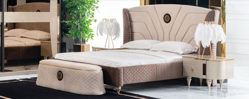Luxury set bedroom bed nightstand dresser stool group suite new 5-piece.