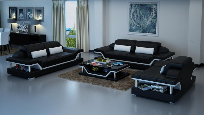 Leather Upholstered Couches Sofa Luxurious Sofa Set 3+2 + Coffee Table Set New