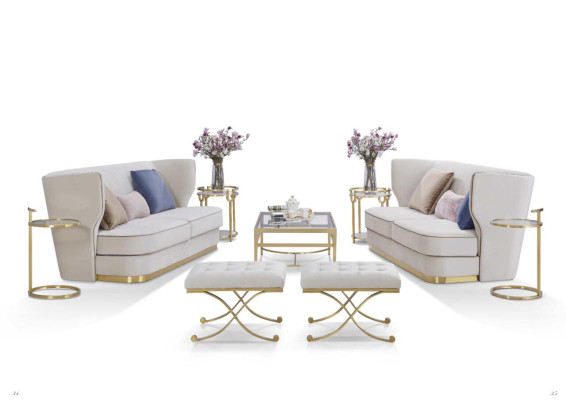 Designer Sofa Set 3+3 Seater Couch Upholstery Suite Group Metal