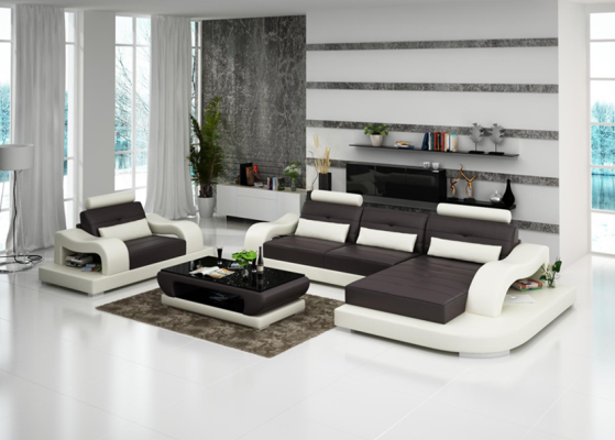 Living landscape corner sofa L-shape armchair set suite leather couch 2-piece.