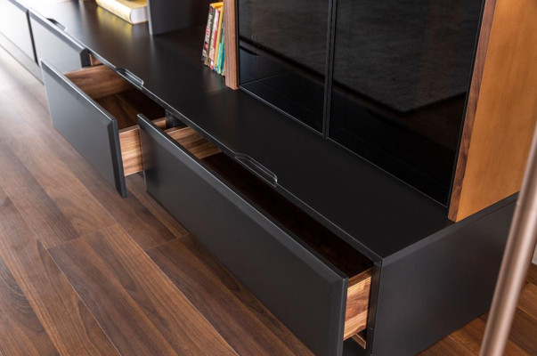 Wall unit TV furniture wall cabinets living room display cabinet modern wood brown
