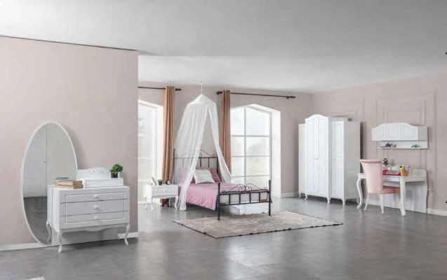 Canopy bed metal bed bedroom set nightstand white furniture bedroom 2-piece set