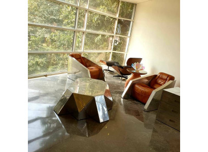 Club chair aviator style lounge design chrome art deco leather cocktail