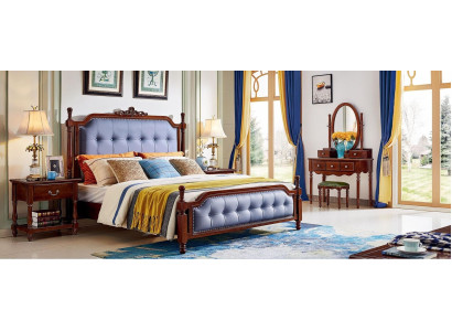 Design bedroom complete set bed nightstands dressing table 5 pieces set