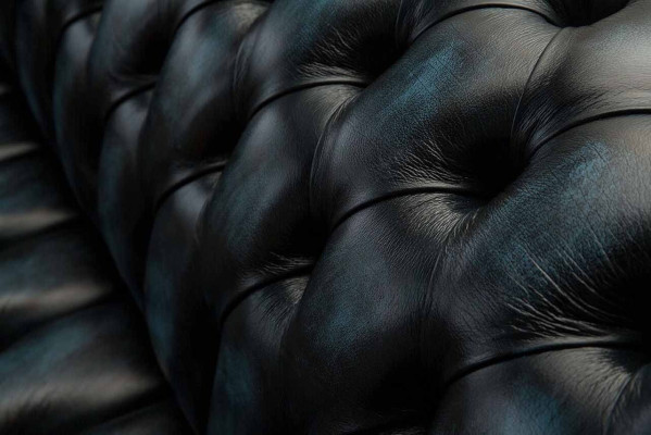 Classic 3-seat couch upholstery seat Chesterfield fabric leather blue