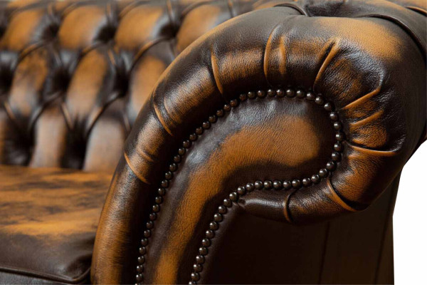 Brown sofa 3-seater couch design Chesterfield upholstery seat leather new