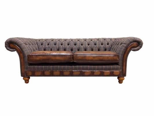 Living Room Modern Sofa 3-Seater Design Style Furniture Chesterfield Sofas Gray New