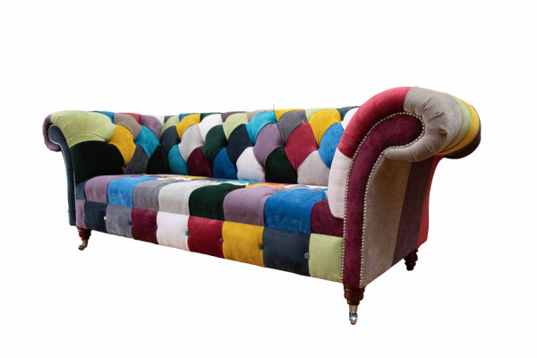 Chesterfield sofa upholstery design multicolored seat textile couch living room