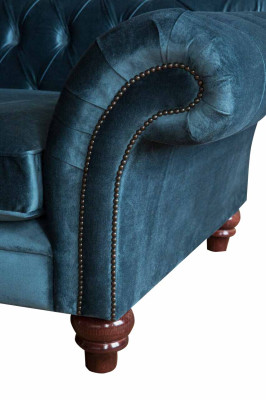 Turkish Sofa Luxury Textile Chesterfield Couch Sofas Blue Upholstery Seating Design