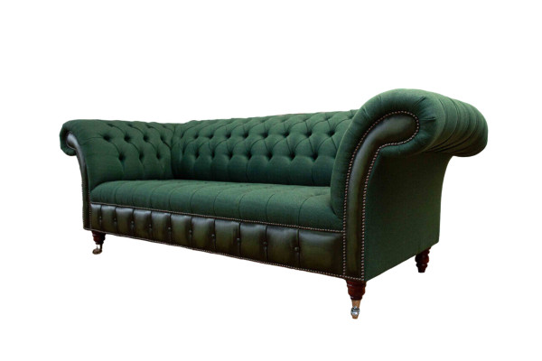 Chesterfield sofa 3-seater couch upholstery fabric leather couches textile new