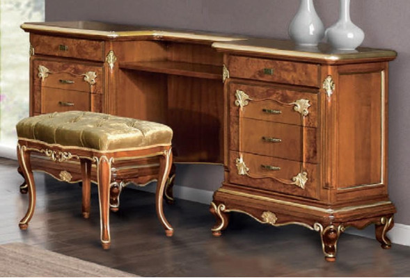 Bedroom bed, nightstand, dressing table, stool, upholstered bed, double bed set 5-piece