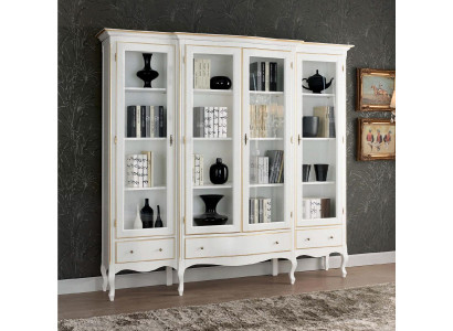 Classic white bookshelf with gilded accents