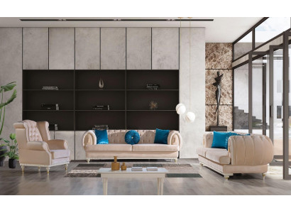 Beige sofa set 3+2+1 seater luxury upholstered couches stylish furniture