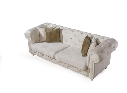 White 2-Seater Designer Chesterfield Sofa Luxury Living Room 2-Seater Couch