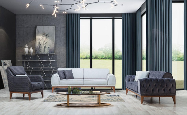 Gray Upholstered Single-Seat Armchair Designer Chair