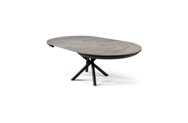 Dining table extendable dining table round kitchen table wood gray new