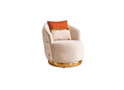 Design armchair luxury beige chair relax textile with stainless steel club chair