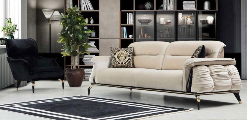 Luxury 2-piece Living Room Set, 3-Seater Sofa with Armchair, Modern Design Couch