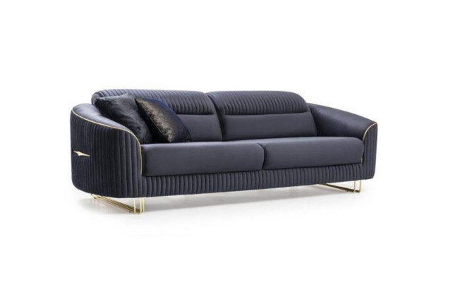 3-seater sofa upholstered sofa blue fabric seat design couch modern new